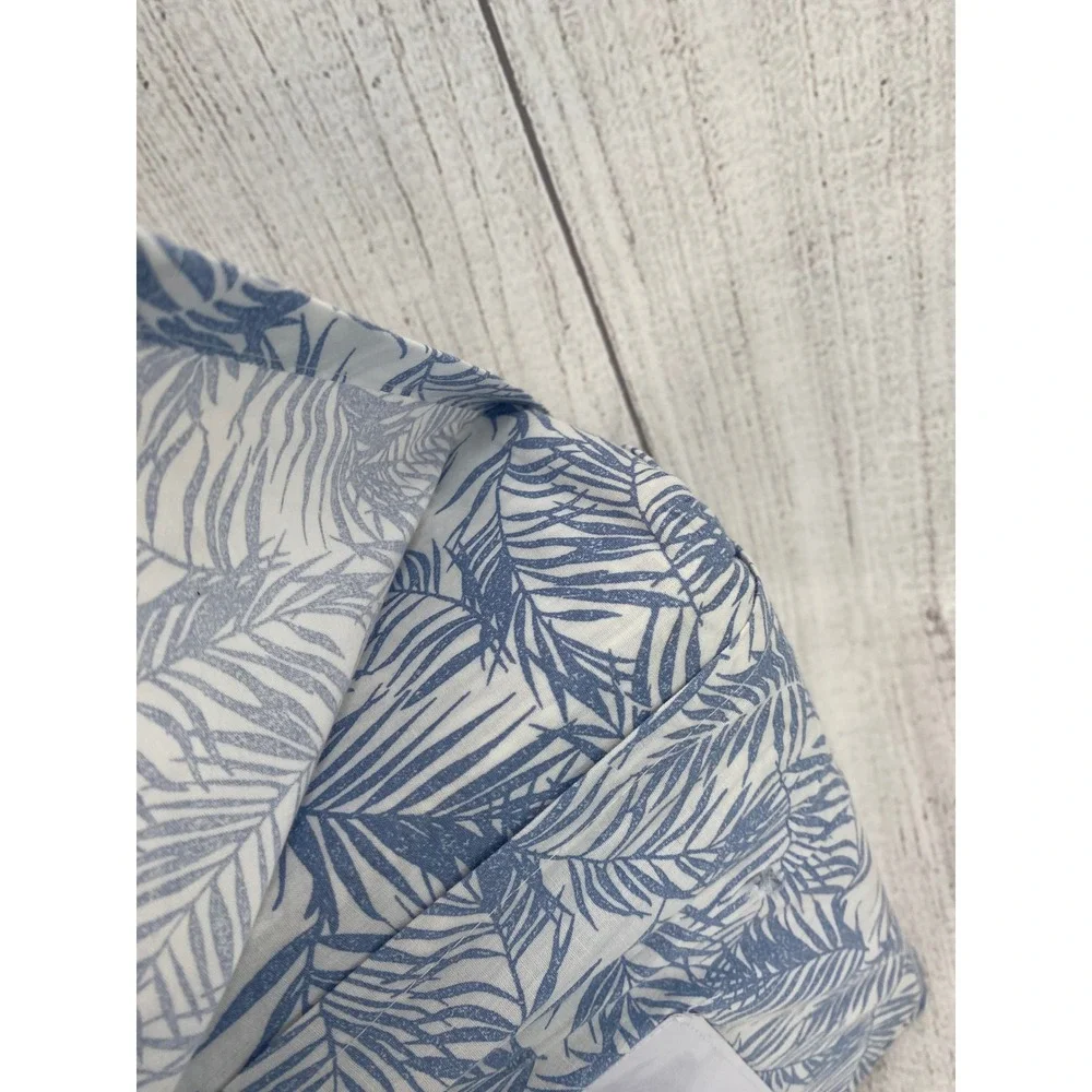 Tommy Bahama Sheet Set KING Blue Washed 100% Cotton Percale Tropical Palm Leaf